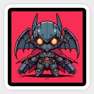 Chibi BatRobo Black Armor in red backgrounds Sticker